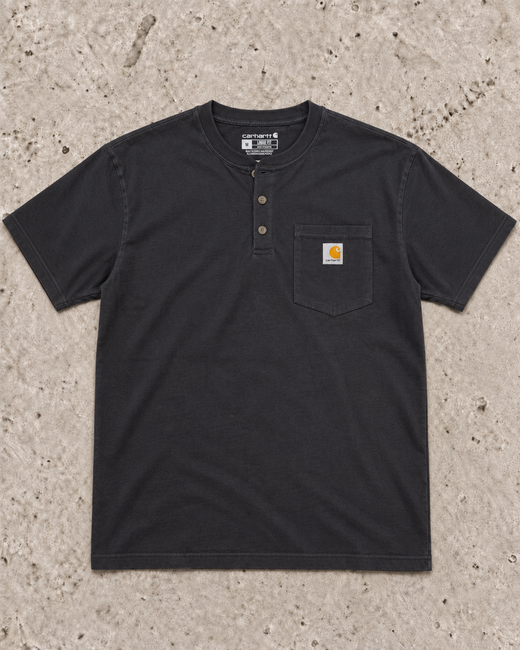 Carhartt Loose Fit Heavyweight Short-Sleeve Pocket Henley T-Shirt – Black