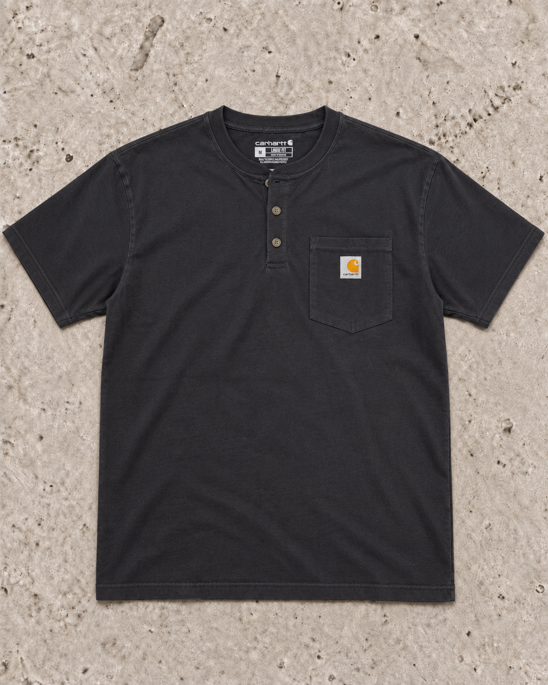 Carhartt Loose Fit Heavyweight Short-Sleeve Pocket Henley T-Shirt – Black