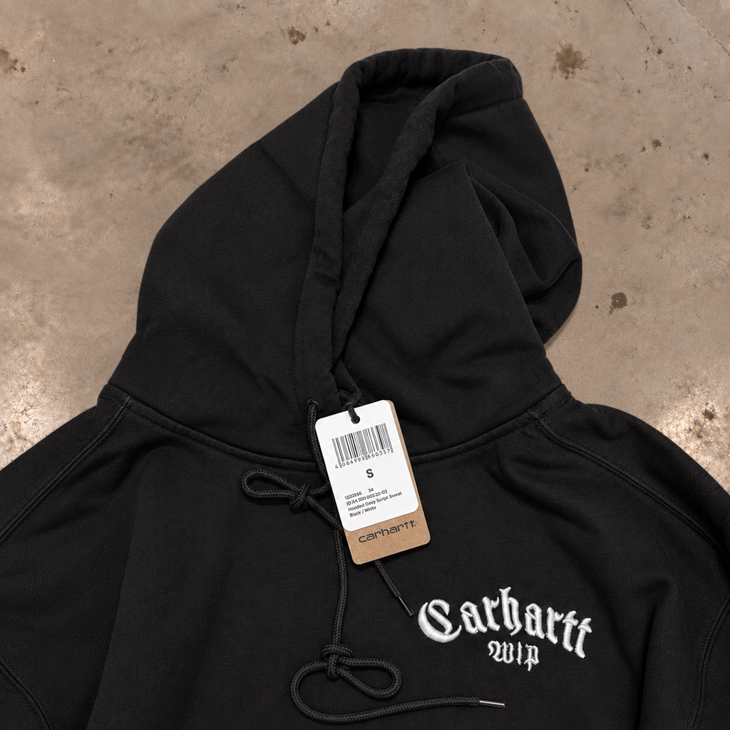 Carhartt WIP Hooded Onyx Script Sweat – Black/White