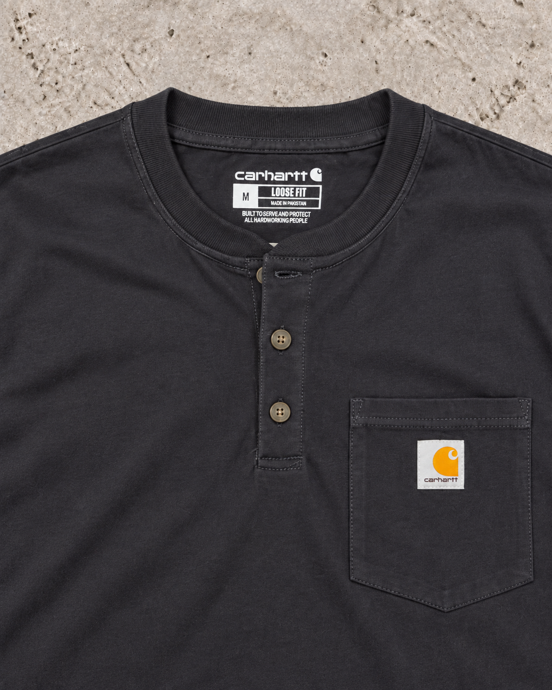 Carhartt Loose Fit Heavyweight Short-Sleeve Pocket Henley T-Shirt – Black