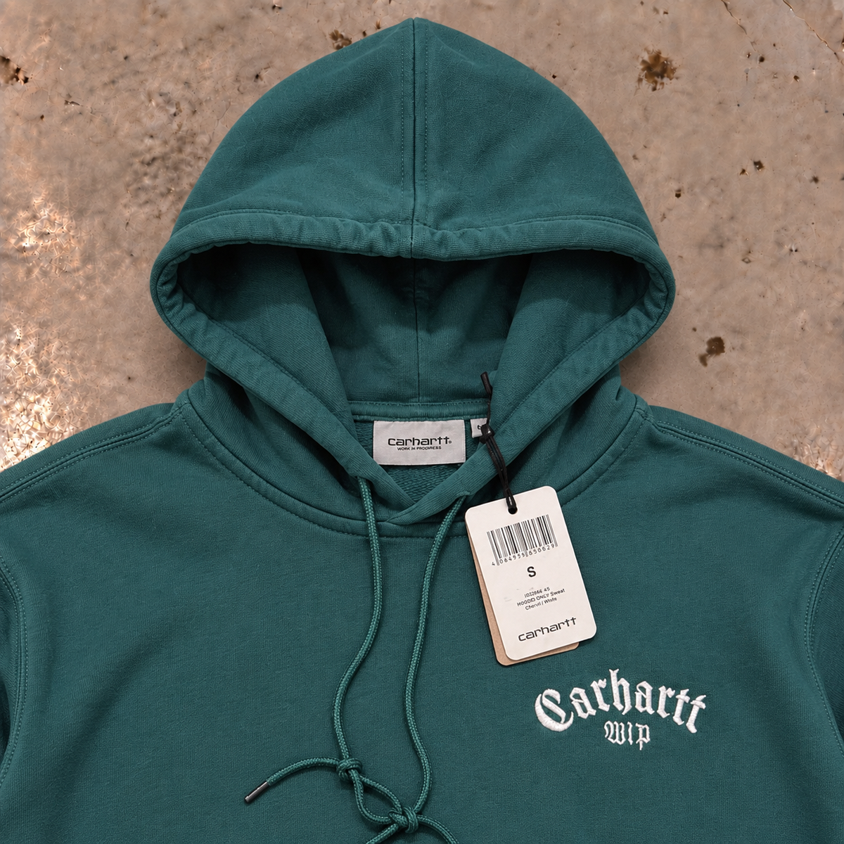 Carhartt WIP Hooded Onyx Script Sweat – Chervil/White