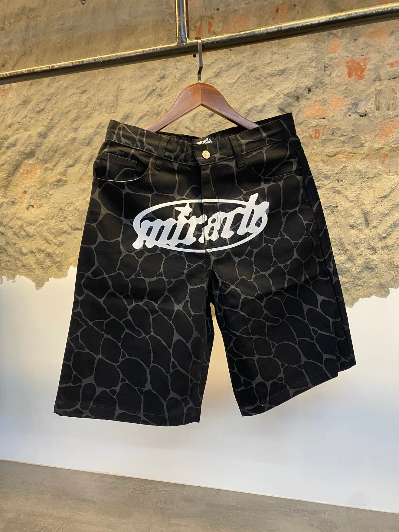Miracle Mates Hussin Jeans Shorts – Black Pattern