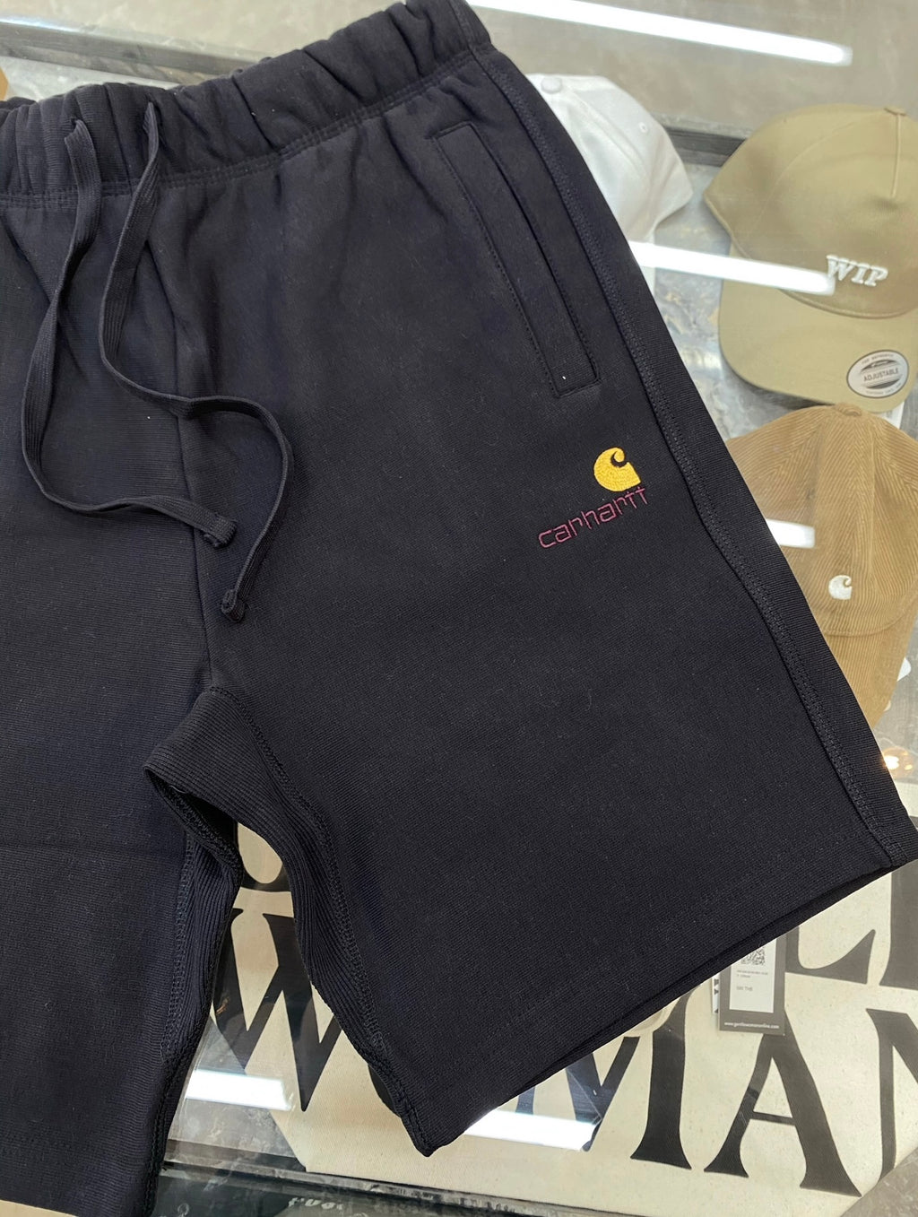 Carhartt WIP American Script Sweat Shorts – Black