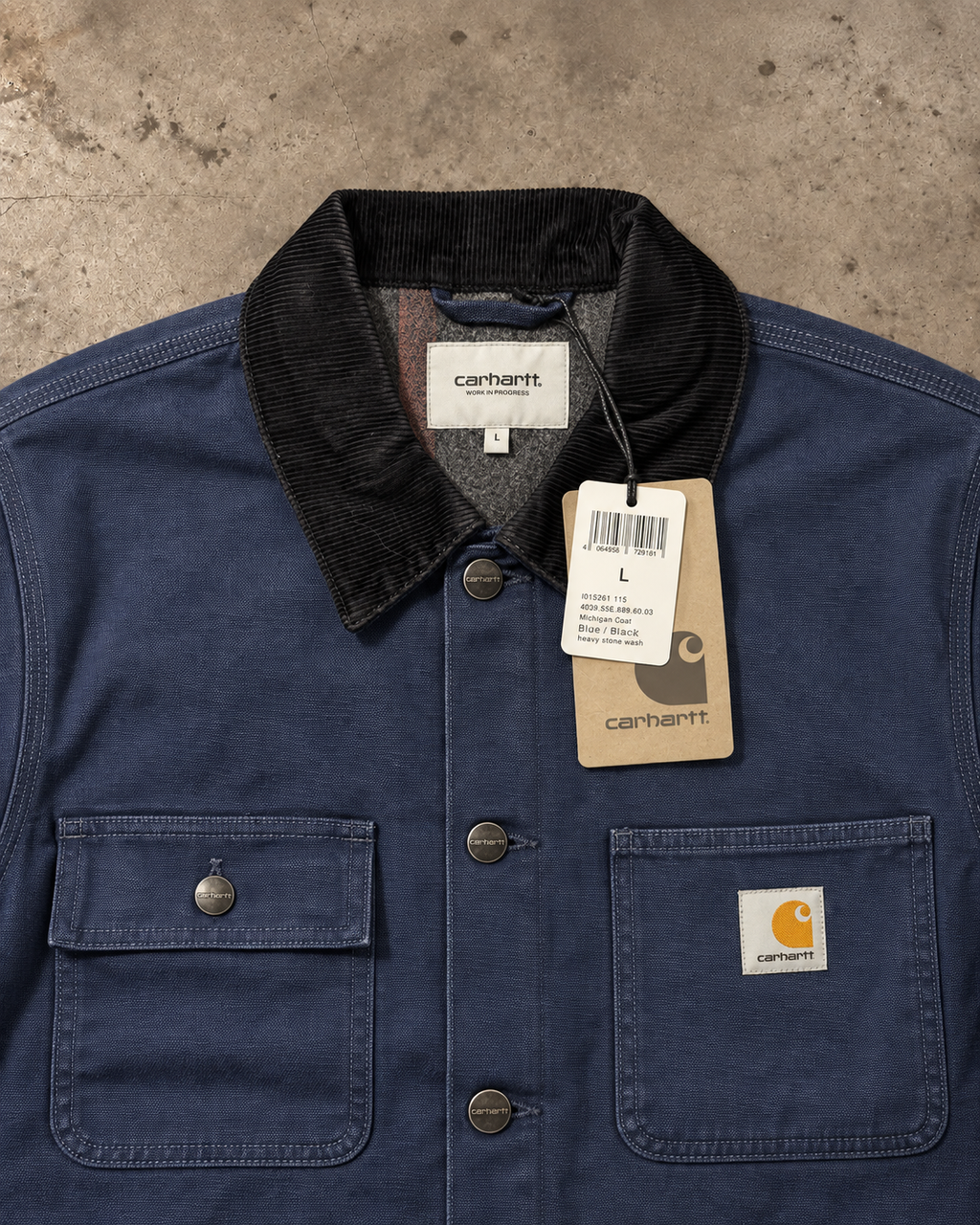 Carhartt WIP Michigan Coat Winter – Blue / Black Heavy Stone Wash