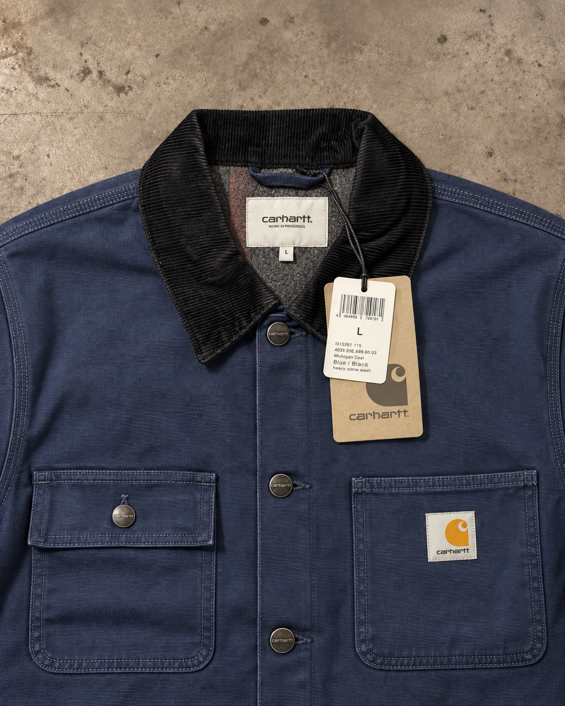 Carhartt WIP Michigan Coat Winter – Blue / Black Heavy Stone Wash