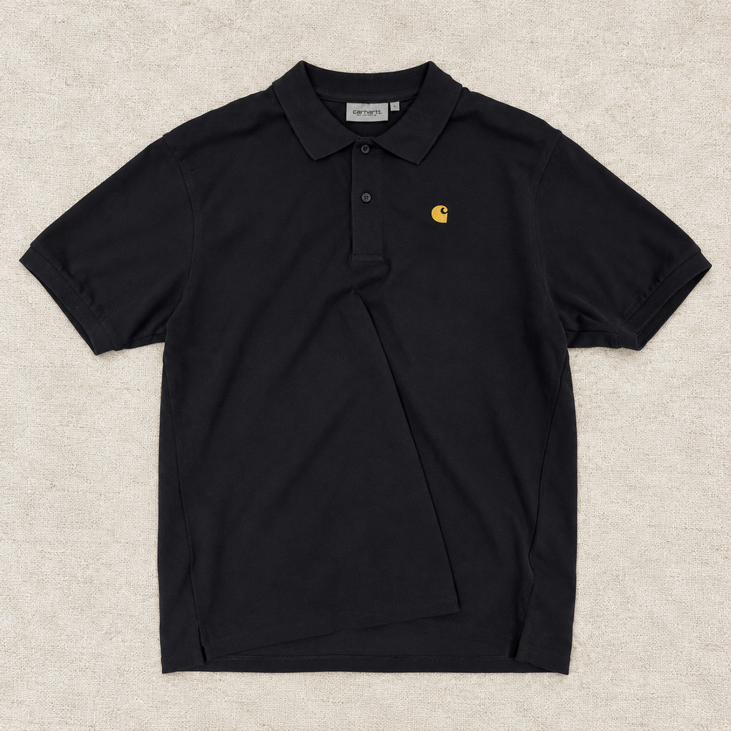 Carhartt WIP S/S Chase Pique Polo – Black / Gold