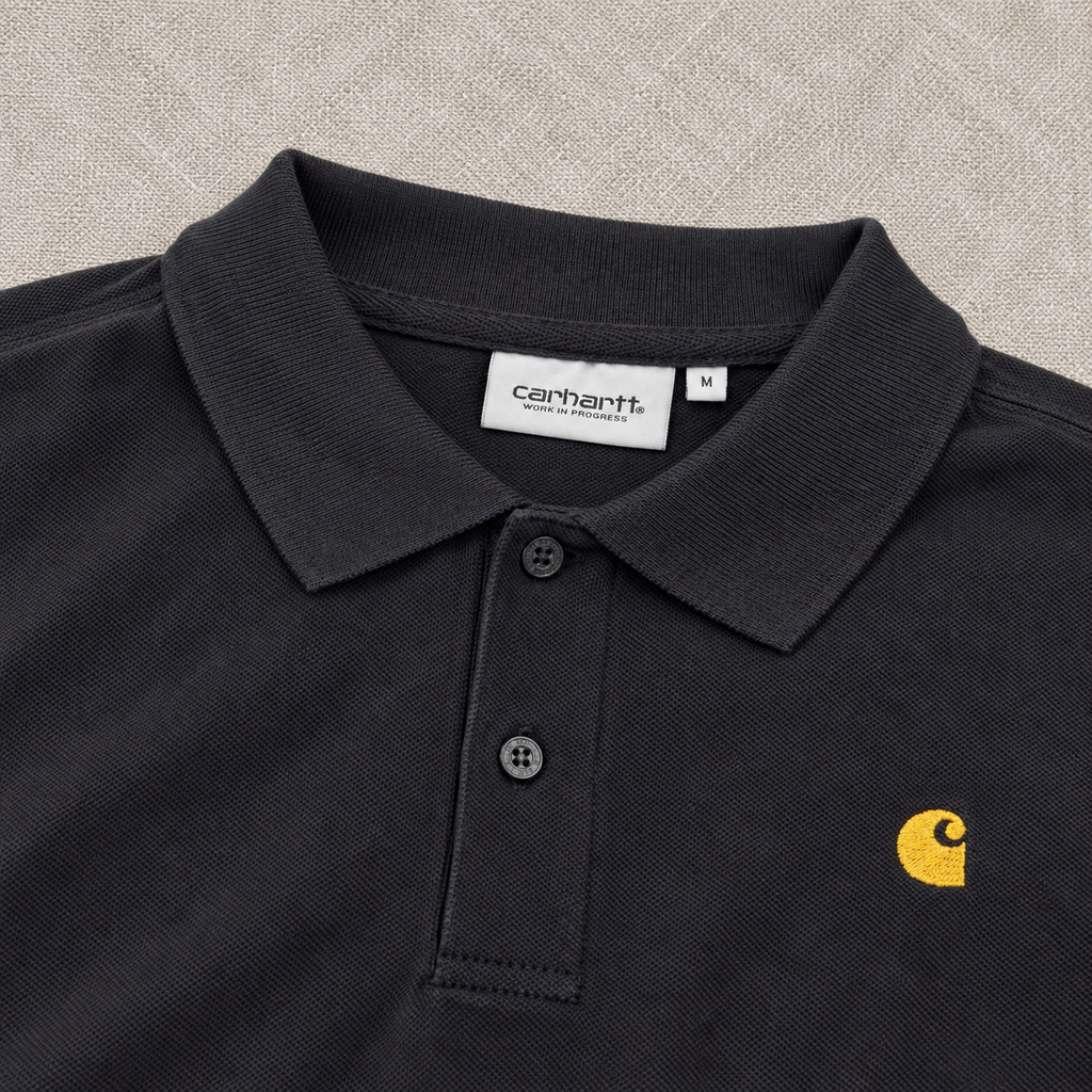 Carhartt WIP S/S Chase Pique Polo – Black / Gold